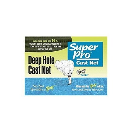 Betts Super Pro Deep Hole Mono Cast Net 7' 58 Mesh, SewnIn Webbing, Lead Weights 19-7-DH